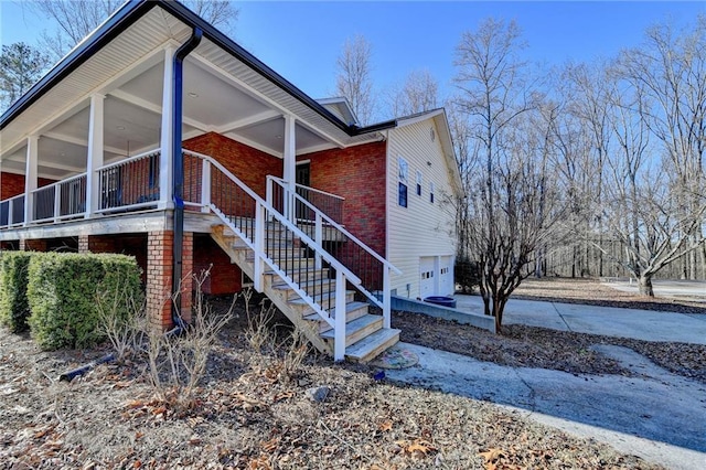 view of property exterior with a garage