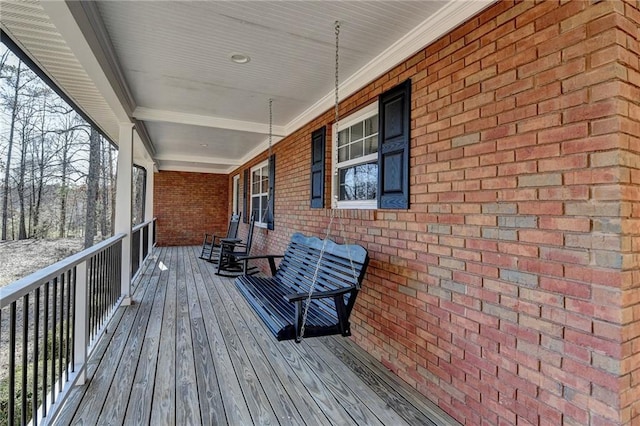 deck featuring a porch