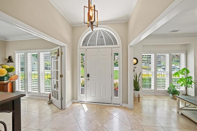 230 Bristol Stone Ct, Johns Creek, GA 30005 - foyer entrance with light tile patterned floors, baseboards, and crown molding