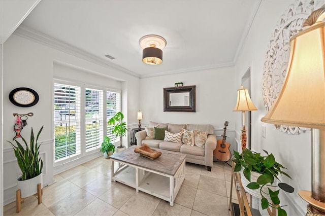 230 Bristol Stone Ct, Johns Creek, GA 30005 - living area featuring light tile patterned floors and ornamental molding