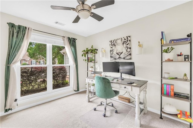3320 Goldmist Dr, Buford, GA 30519 - carpeted office with baseboards and a ceiling fan