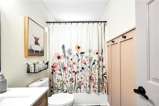 3320 Goldmist Dr, Buford, GA 30519 - bathroom with toilet, shower / tub combo, and vanity