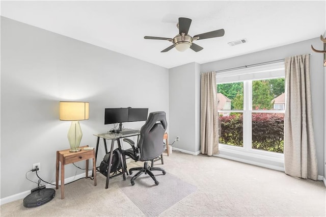 3320 Goldmist Dr, Buford, GA 30519 - office area with carpet floors, baseboards, and a ceiling fan