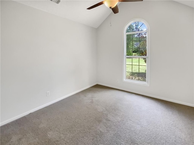 131 Morningside Dr, Jackson, GA 30233 - spare room featuring ceiling fan, carpet floors, and vaulted ceiling