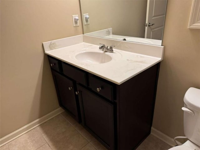 3622 Foxtrot Trl NW, Kennesaw, GA 30144 - half bathroom with toilet, vanity, baseboards, and tile patterned flooring