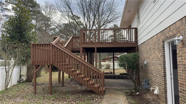 view of jungle gym with a wooden deck