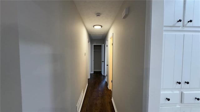 corridor with dark wood-type flooring