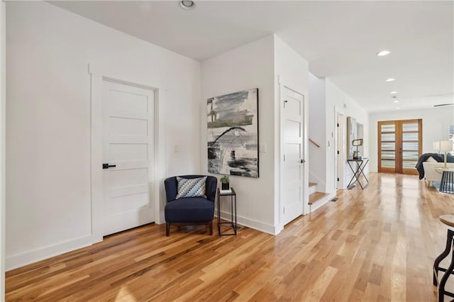 corridor featuring light wood-type flooring