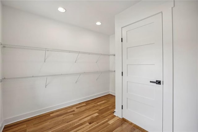 spacious closet with hardwood / wood-style flooring