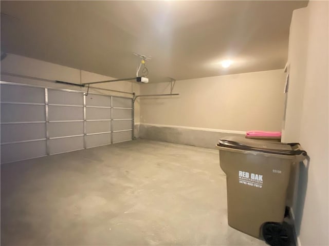 garage with a garage door opener