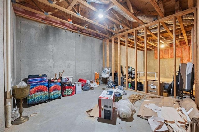 view of unfinished basement