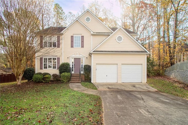 view of property featuring a front lawn