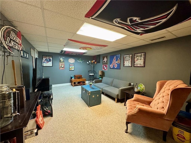 4114 Falcon Shores Ct NW, Acworth, GA 30101 - living area featuring a drop ceiling and carpet