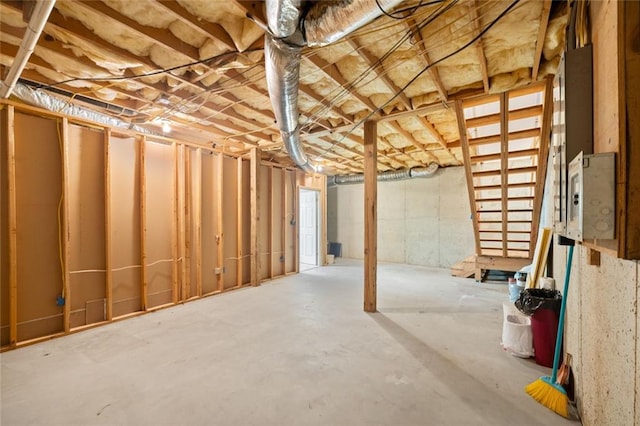 view of unfinished basement