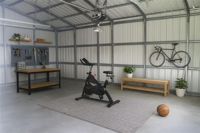 13 Travis Rd, Rossville, GA 30741 - workout room with a garage, lofted ceiling, and metal wall