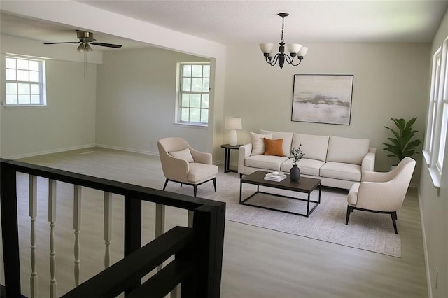 13 Travis Rd, Rossville, GA 30741 - living area with wood finished floors, a chandelier, and a ceiling fan