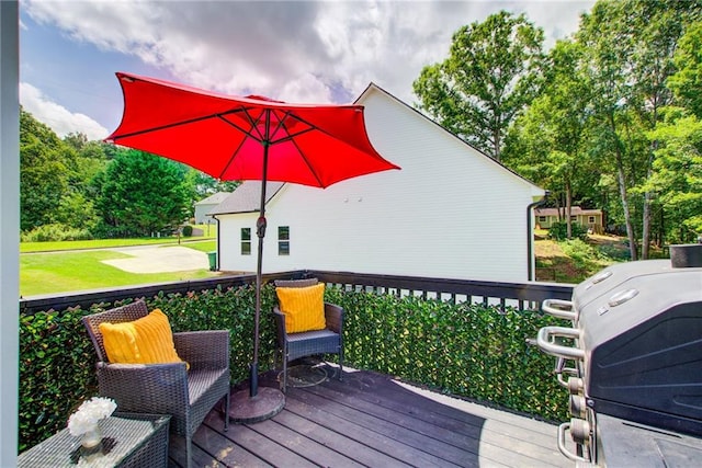 271 Moorings Run, Jasper, GA 30143 - wooden deck featuring a grill and a lawn