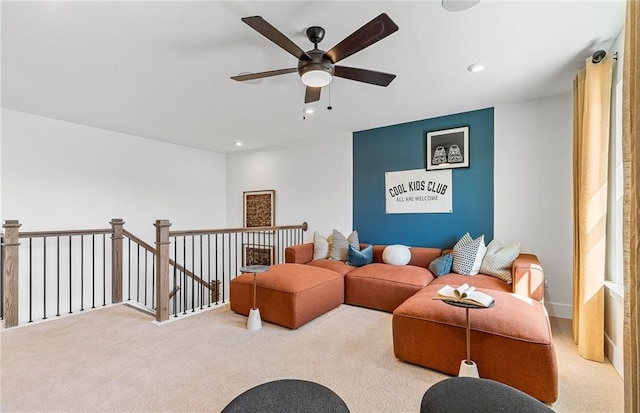 363 Aidens Blf, Jefferson, GA 30549 - carpeted living area with ceiling fan and recessed lighting