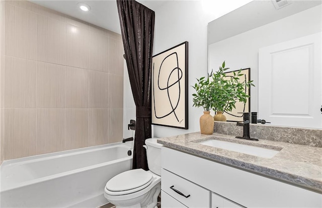 363 Aidens Blf, Jefferson, GA 30549 - full bathroom with vanity, toilet, and shower / tub combo with curtain