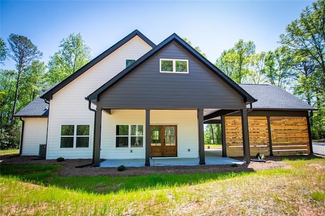 90 Ayers Rd, Bowdon, GA 30108 - rear view of house featuring a patio area and french doors