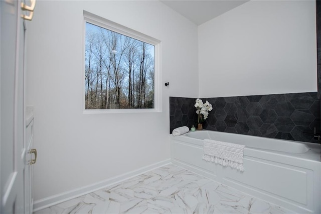90 Ayers Rd, Bowdon, GA 30108 - full bathroom with a bath, vanity, and marble look tile flooring