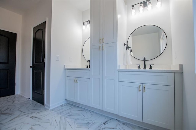 90 Ayers Rd, Bowdon, GA 30108 - full bathroom with double vanity and marble look tile flooring