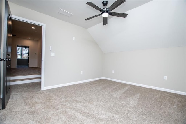 90 Ayers Rd, Bowdon, GA 30108 - additional living space featuring carpet flooring, a ceiling fan, and vaulted ceiling
