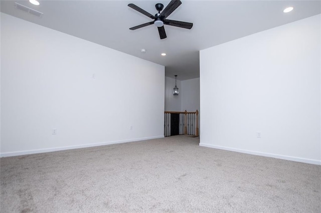 90 Ayers Rd, Bowdon, GA 30108 - carpeted empty room featuring a ceiling fan and recessed lighting