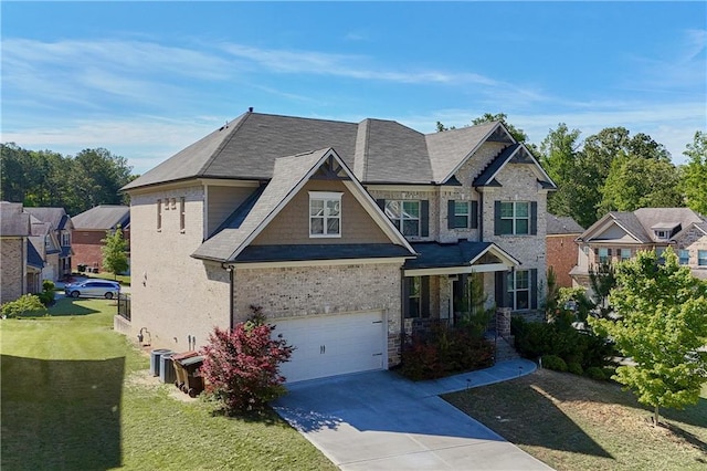 3259 Ivy Crossing Dr, Buford, GA 30519 - view of front of property featuring a garage, concrete driveway, a front yard, and central air condition unit