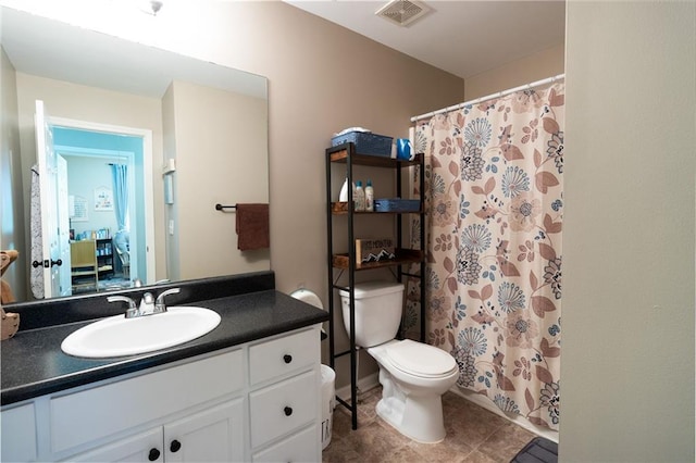 19 Autumn Pl NE, White, GA 30184 - bathroom with vanity, tile patterned flooring, and curtained shower