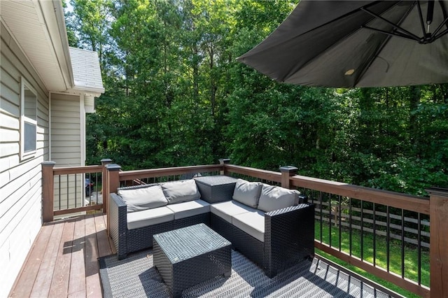 19 Autumn Pl NE, White, GA 30184 - wooden deck featuring an outdoor living space