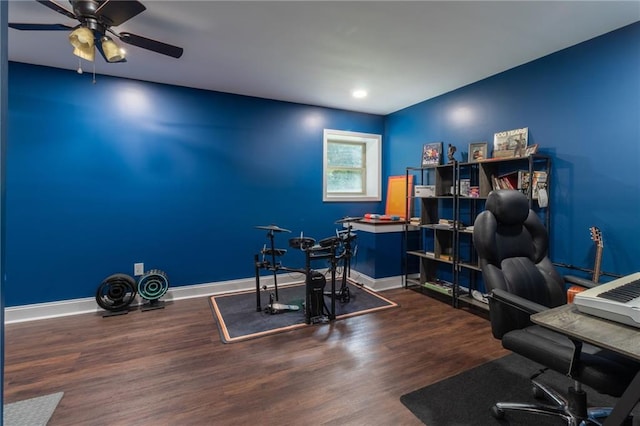 19 Autumn Pl NE, White, GA 30184 - office space featuring wood finished floors, ceiling fan, and recessed lighting