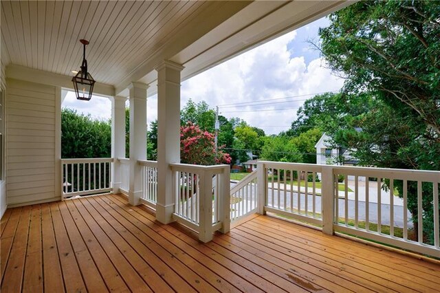 deck featuring a porch