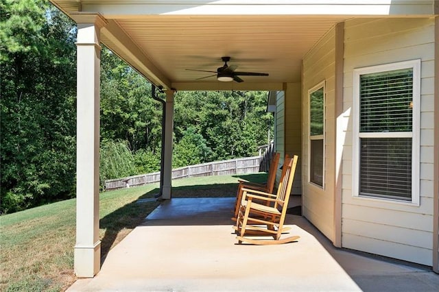 view of patio / terrace with ceiling fan