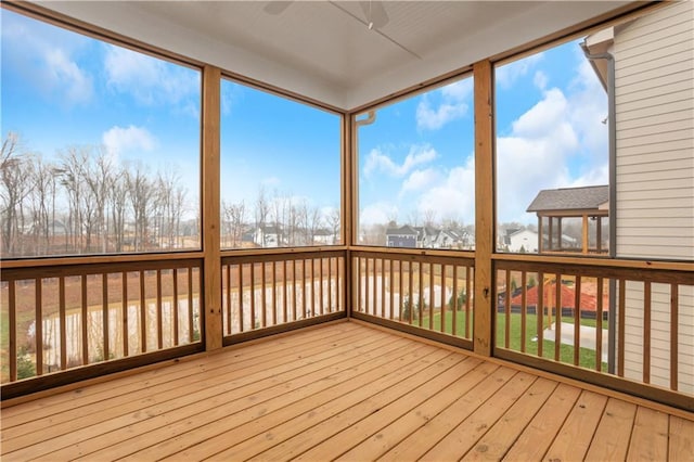 view of unfurnished sunroom