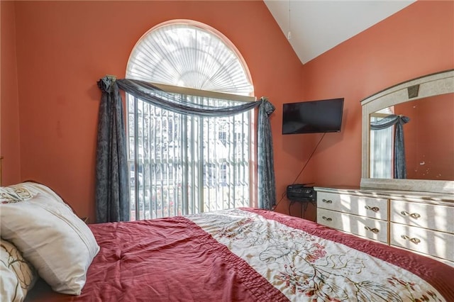 bedroom with vaulted ceiling