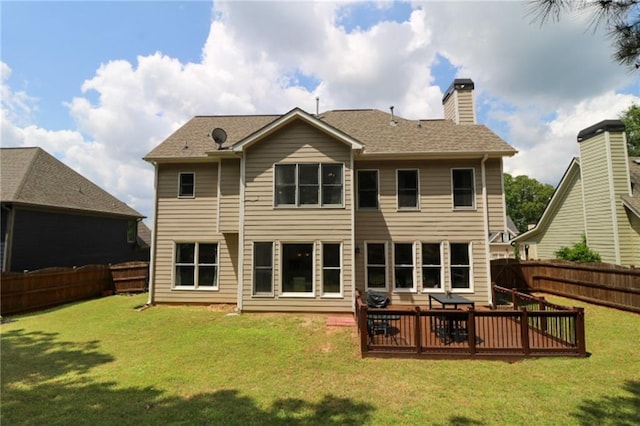 36 Evergreen Way, Dallas, GA 30157 - back of house featuring a fenced backyard and a chimney