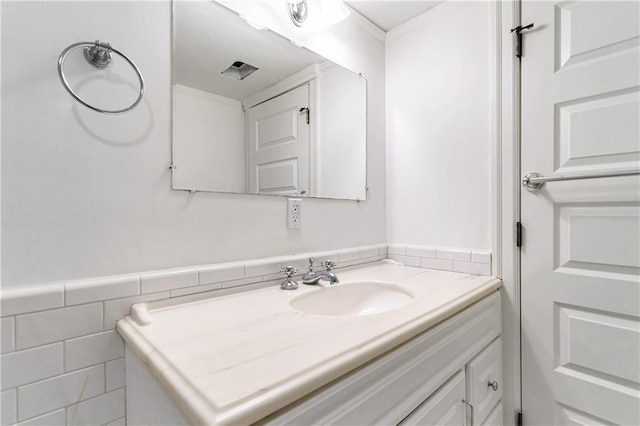 bathroom featuring tile walls and vanity