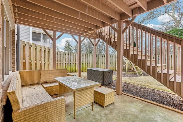 view of patio with an outdoor hangout area