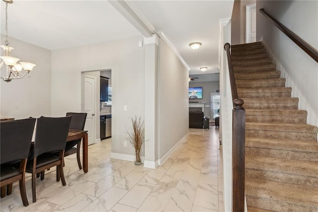 interior space with an inviting chandelier