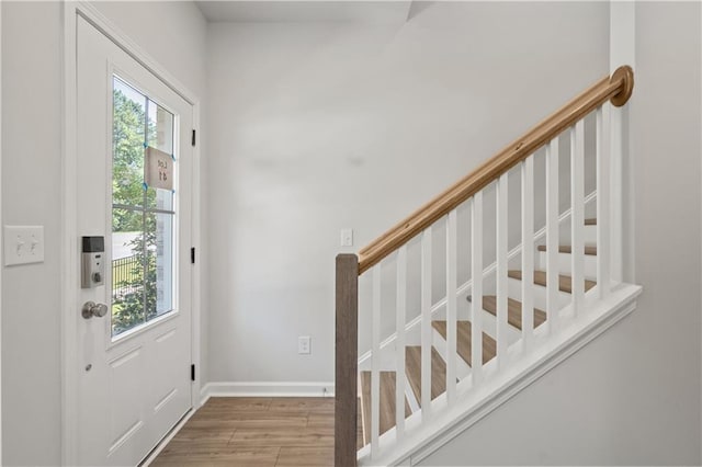 entryway with light wood-type flooring