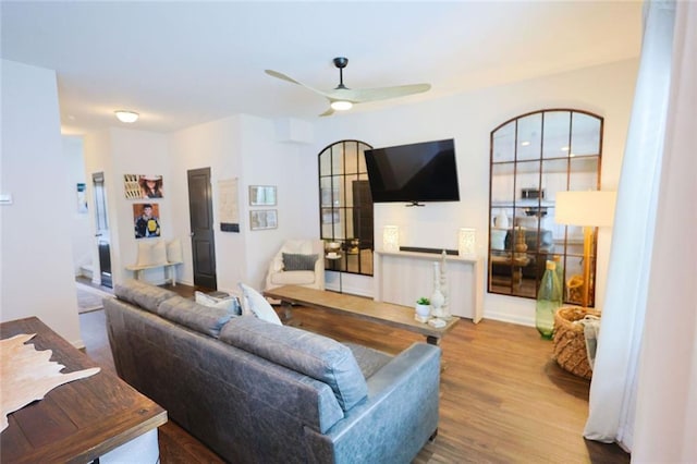 382 Winston Cir, Canton, GA 30114 - living area with wood finished floors and ceiling fan