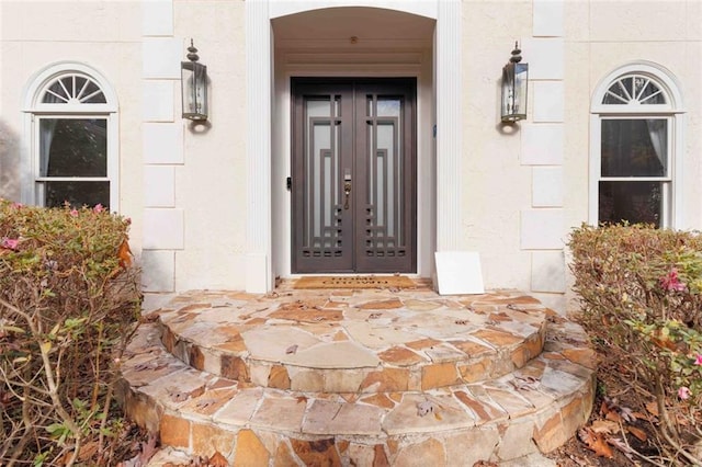 property entrance with french doors