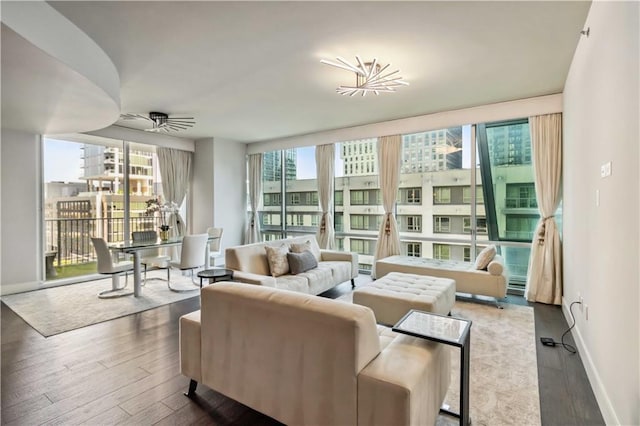 20 10th St NW Unit 704, Atlanta, GA 30309 - living area with wood finished floors and a ceiling fan