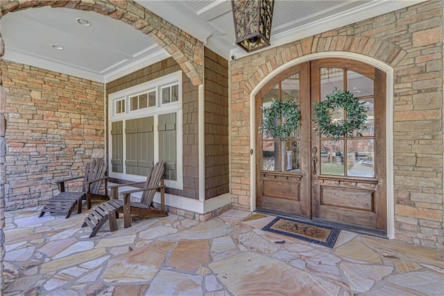 doorway to property with french doors