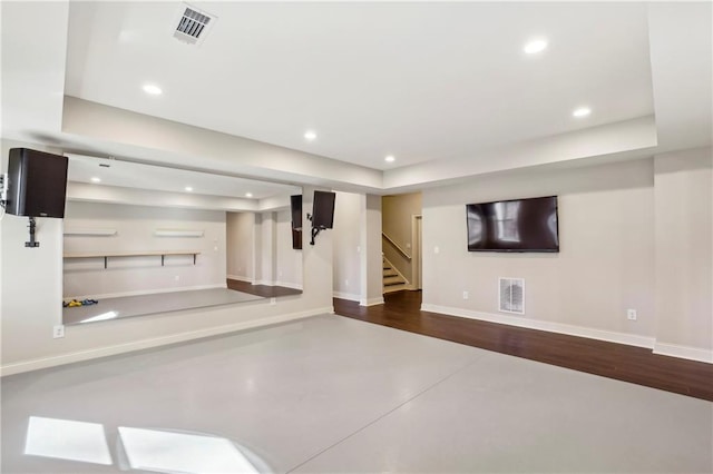 interior space with stairs, visible vents, and recessed lighting