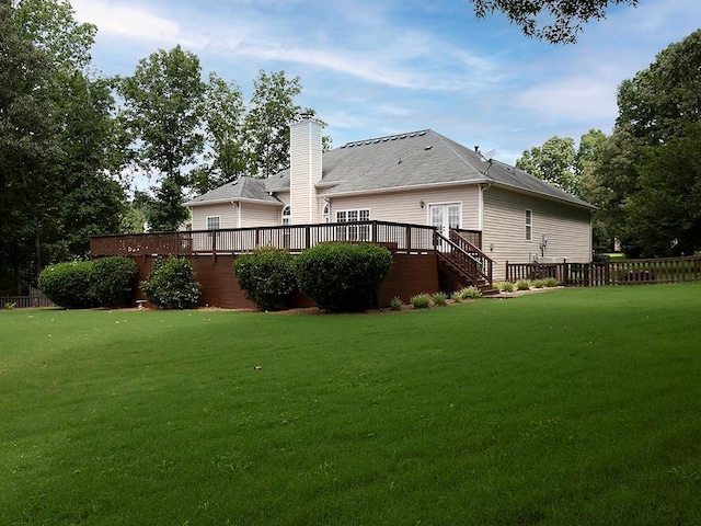 5 Glenn Eagles Vw, Hiram, GA 30141 - rear view of property featuring a deck, a chimney, and stairs
