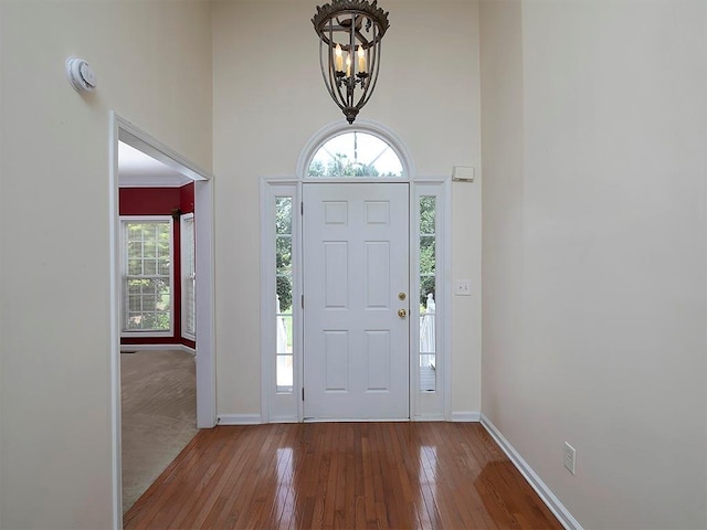 5 Glenn Eagles Vw, Hiram, GA 30141 - entryway with wood-type flooring, a chandelier, and a high ceiling