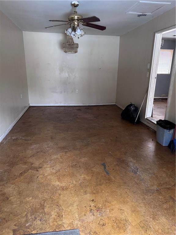 empty room featuring ceiling fan