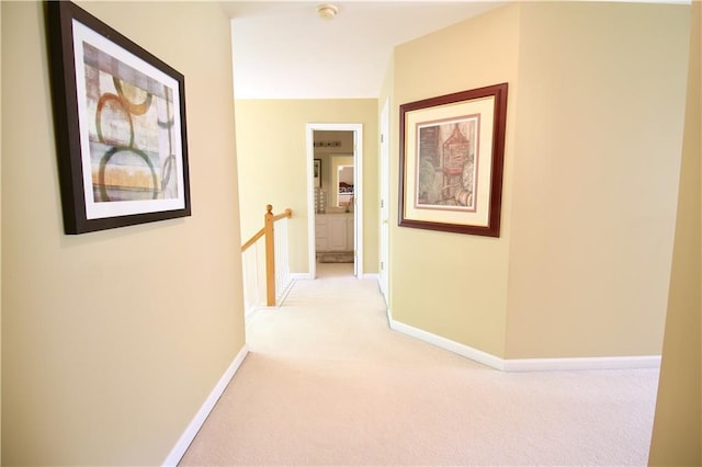 318 Ivy Manor Dr NW, Marietta, GA 30064 - hallway with an upstairs landing, light colored carpet, and baseboards